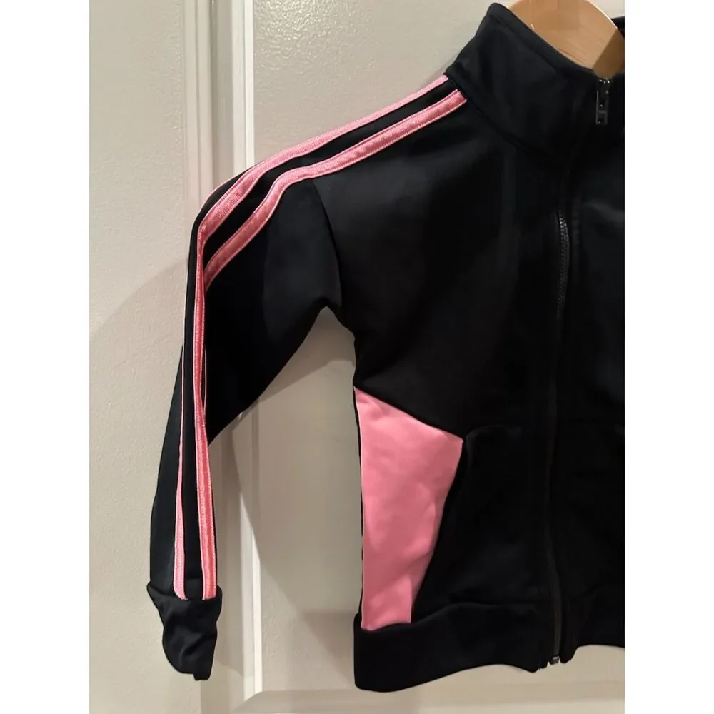 Adidas Classic Track Girl Jacket with Pink Stripes Size 3T